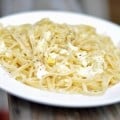 garlic, eggs, and pasta